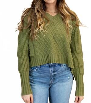NEW SO ME ollie cable sweater in olive